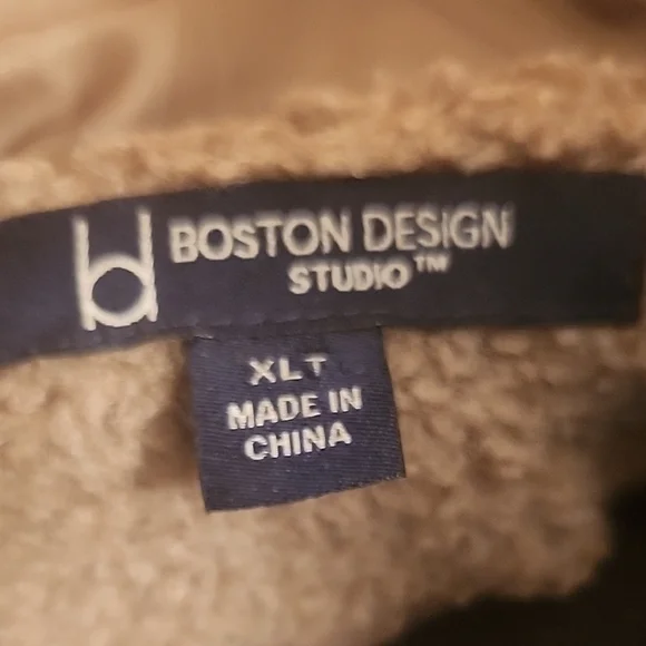 Boston Design Studio Tan Teddy Plush Hooded Winter Coat XLT Tall - Picture 3 of 7